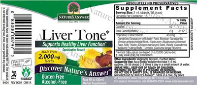 Nature's Answer Liver Tone 2000 mg Alcohol-Free source label used in the packaging illustration