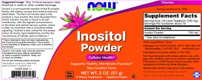 NOW Inositol Powder source label used in the packaging illustration