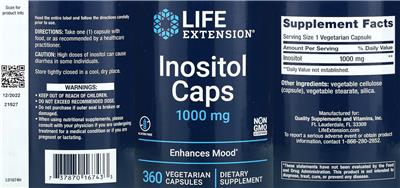 Life Extension Inositol Caps 1000 mg product packaging