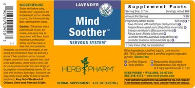 Herb Pharm Mind Soother Lavender source label used in the packaging illustration