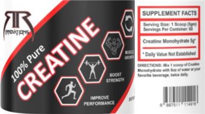 R&R Innovations 100% Pure Creatine source label used in the packaging illustration