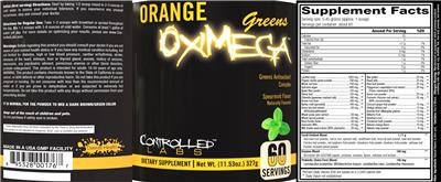 Controlled Labs Orange OxiMega Greens Spearmint Flavor source label used in the packaging illustration