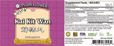 Plum Flower Kai Kit Wan source label used in the packaging illustration