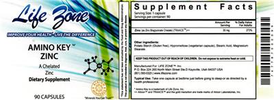 Life Zone Amino Key Zinc source label used in the packaging illustration