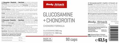 Body Attack Sports Nutrition Glucosamine 900 mg + Chondroitin 900 mg product packaging