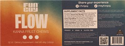 Fun Guy Flow Kanna Fruit Chews source label used in the packaging illustration
