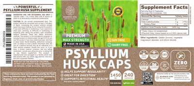 Number One Nutrition Psyllium Husk Caps 1450 mg source label used in the packaging illustration