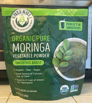 Kuli Kuli Pure Moringa Powder source label used in the packaging illustration