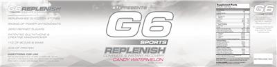 STI Presents G6 Sports Replenish Candy Watermelon source label used in the packaging illustration