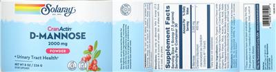 Solaray CranActin D-Mannose Powder 2000 mg source label used in the packaging illustration