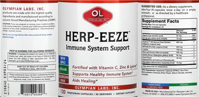 OL Olympian Labs Herp-Eeze source label used in the packaging illustration