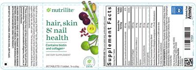 Nutrilite Hair Skin & Nail Health source label used in the packaging illustration
