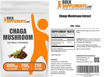 BulkSupplements.com Chaga Mushroom Extract Powder 1000 mg product packaging