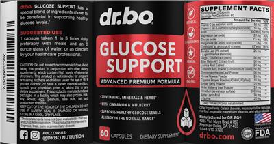dr.bo Glucose Support source label used in the packaging illustration