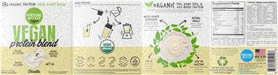 Portions Master Vegan Vegan Protein Blend Vanilla source label used in the packaging illustration