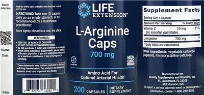 Life Extension L-Arginine Caps 700 mg product packaging