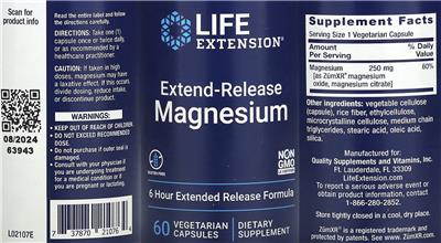Life Extension Extend-Release Magnesium product packaging