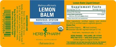 Herb Pharm Lemon Balm source label used in the packaging illustration
