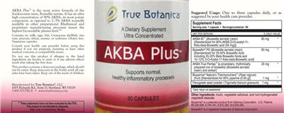 True Botanica AKBA Plus source label used in the packaging illustration