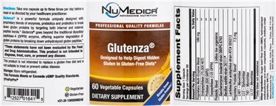 NuMedica Glutenza source label used in the packaging illustration