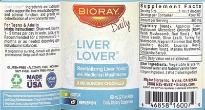 Bioray Liver Lover source label used in the packaging illustration