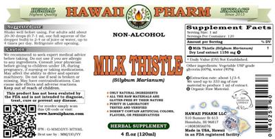 Hawaii Pharm Milk Thistle Non-Alcohol product packaging