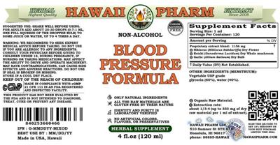 Hawaii Pharm Blood Pressure Formula Non-Alcohol source label used in the packaging illustration