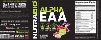 NutraBio Alpha EAA Cherry Lime Slush source label used in the packaging illustration