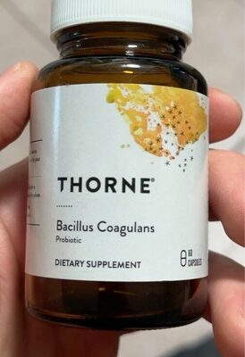 Thorne Bacillus Coagulans source label used in the packaging illustration