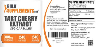 BulkSupplements.com Tart Cherry Extract 300 mg Veg Capsules product packaging
