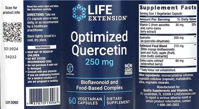 Life Extension Optimized Quercetin 250 mg product packaging