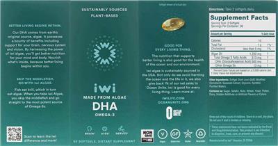 iwi DHA Omega-3 source label used in the packaging illustration