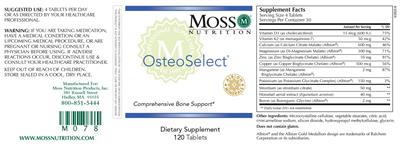 Moss Nutrition OsteoSelect source label used in the packaging illustration