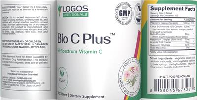 Logos Nutritionals Bio C Plus source label used in the packaging illustration