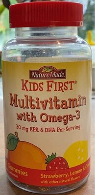 Nature Made Kids First Multi with Omega-3 source label used in the packaging illustration