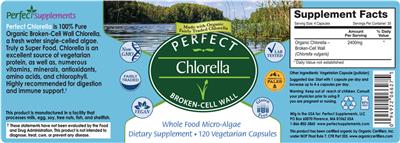 Perfect Supplements Perfect Chlorella 2400 mg source label used in the packaging illustration