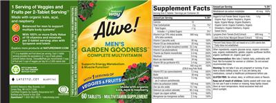 Nature's Way Alive! Garden Goodness Men's Multi-Vitamin source label used in the packaging illustration