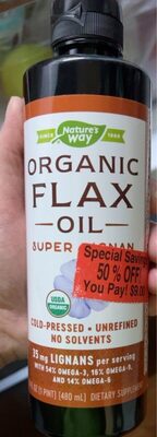 Nature's Way Organic Flax Oil Super Lignan product packaging