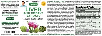 ProCaps Liver Anti-Oxidant Extracts product packaging