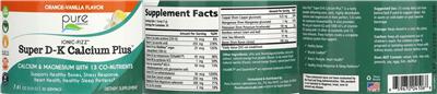 Pure Essence Ionic-Fizz Super D-K Calcium Plus Orange-Vanilla Flavor source label used in the packaging illustration