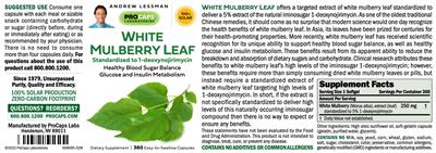 ProCaps Laboratories White Mulberry Leaf source label used in the packaging illustration