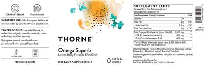 Thorne Omega Superb Lemon Berry Flavored source label used in the packaging illustration