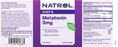Natrol Melatonin 3 mg source label used in the packaging illustration