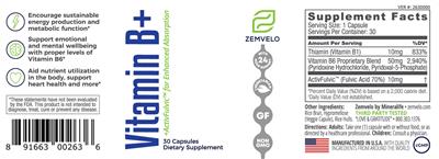 Zemvelo Vitamin B+ product packaging