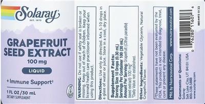 Solaray Grapefruit Seed Extract 100 mg product packaging