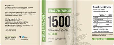 HempWorx 1500 Broad Spectrum CBDA Natural product packaging