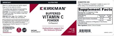 Kirkman Buffered Vitamin C Powder Unflavored source label used in the packaging illustration
