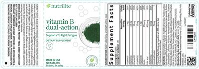 Nutrilite Vitamin B Dual-Action source label used in the packaging illustration