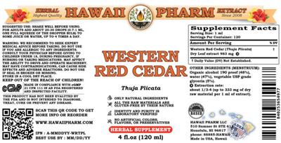 Hawaii Pharm Western Red Cedar product packaging