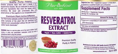 Paradise Resveratrol Extract source label used in the packaging illustration